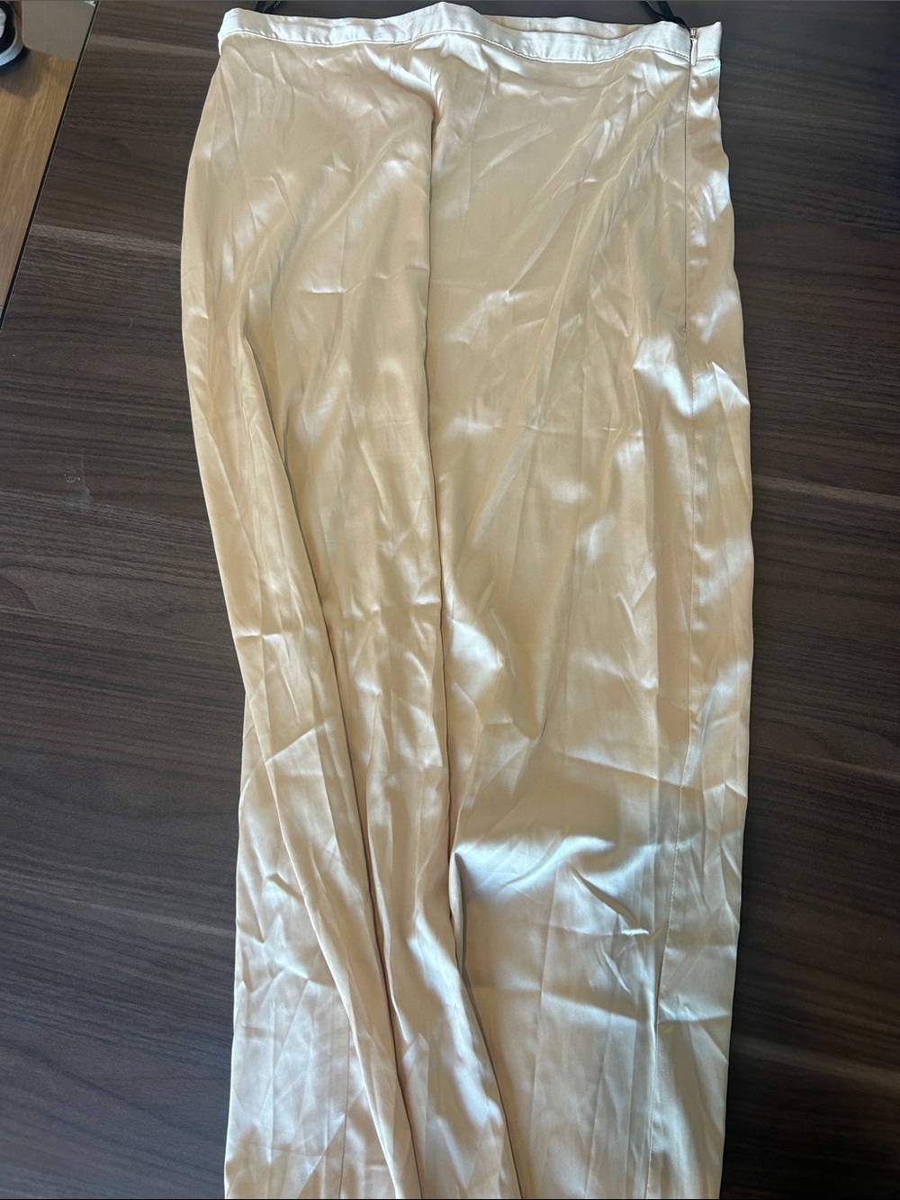Women’s Cream Satin Midi Skirt